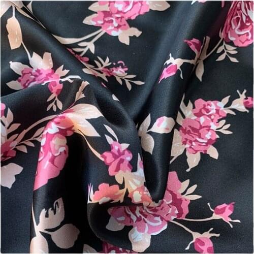 Width 57" Printed Glossy Acetate Like Chiffon Fabric By The Half Yard For Dress Shirt Cheongsam Material