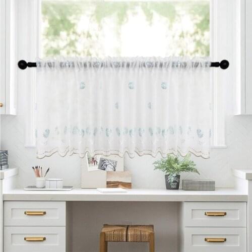 Kitchen Coffee Curtain Finished Wear Rod Small Curtain Cabinet Hanging Cloth Lace Hem Bedroom Home Bar Short Window Curtain