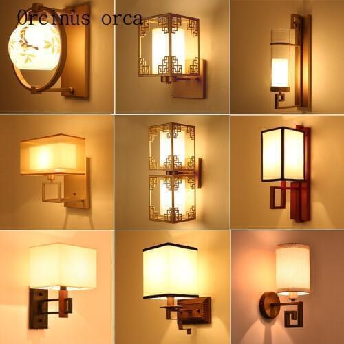The new Chinese style living room bedroom bedside lamp wall lamp corridor stair lamp simple hotel custom wall lamp