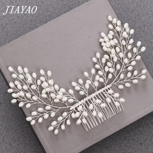 Handmade Pearl Long Hair Comb Bride Headdress Headband Bride Hair Jewelry Wedding Hair Comb Women Accessories Headband Tiara