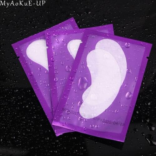 100 Pairs Eyelashes Paper Patches Tips Sticker Wraps Under Gel Pads Purple Packing Eyelash Extension Makeup Tools