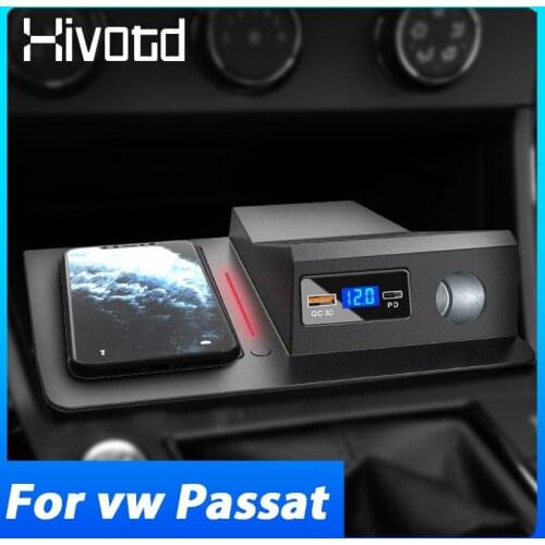 15W QI Car Wireless Charger For Volkswagen VW Passat B8 Accessories Interior Parts Mobile Phone Fast Charging Plates 2019-2021