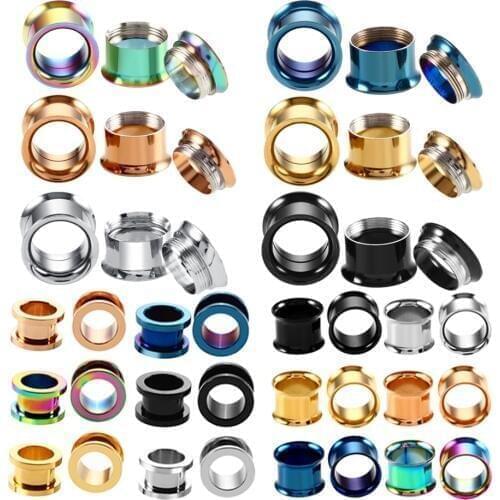 2pcs/lot Stainless Steel Ear Plugs and Tunnels Ear Piercings Rose Gold Screwed Earring Expander Ear Gauge Body Jewelry Piercings