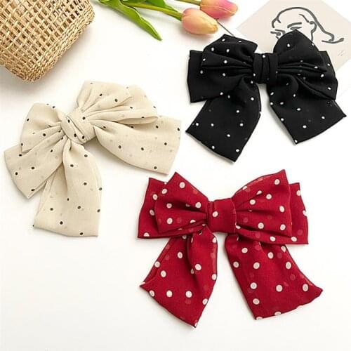 2020 Fashion Women Hair Bow Ties Hairpins For Woman Headwear 3 Layers Bowknot Hair Clips Dot Barrettes Hair Accessories