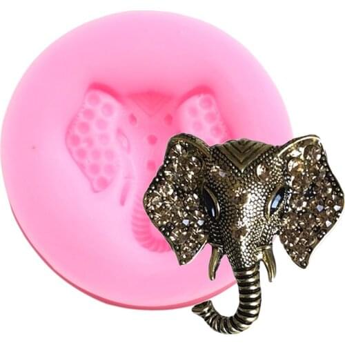 3D Elephant Head Silicone Mold Animal Cupcake Topper Fondant Molds DIY Party Cake Decorating Tools Chocolate Candy Jewelry Mould