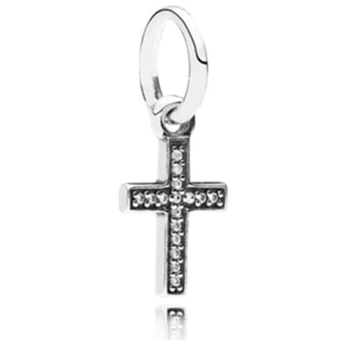 5PCS DIY Jewelry Accessories Silver Plated Full Crystal Zircon Religion Cross Charms Bead For Handmade Necklace Bracelets Men