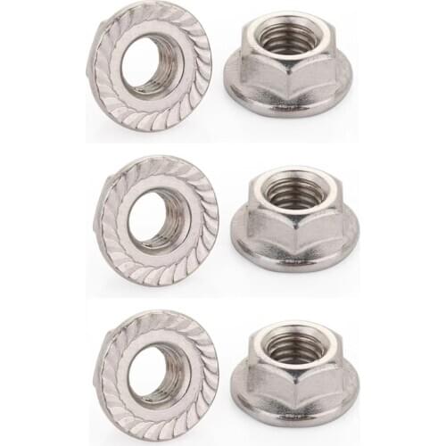 6PCS M4 Hexagon Flange 304 Stain Steel Lock Nut Pinking Slip