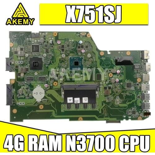90NB07S0-R00010 for ASUS X751SV X751SJ X751S Laptop Motherboard 4G/N3700 CPU GT920M