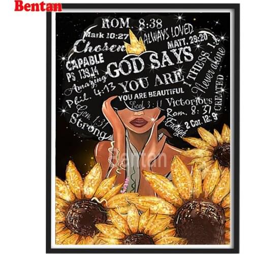 5d Diy Diamond Painting Cross Stitch Full Square Drill African woman sunflower Diamond Embroidery kits Diamond Mosaic Arts Craft