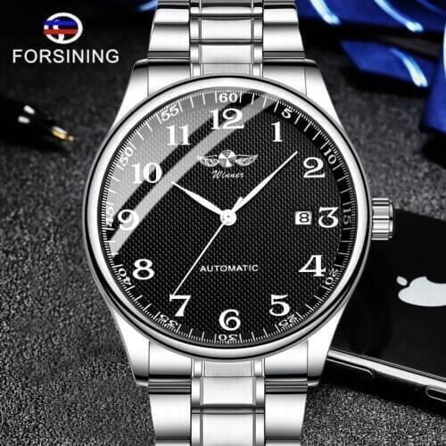 WINNER Mens Watches Automatic Self-Wind Mechanical Stainless Steel Top New Design Business Male Watches Relogio Masculino