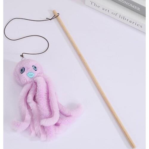 Wooden Pole Plush Octopus Funny Kitten Stick Toy Biting Chewing Pet Cat Supplies مستلزمات قطط