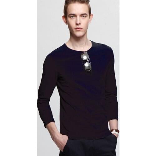 T Men 2020 Spring Shirt solid Color Round Neck Collar tShirt Thin Autumn Brand Clothing Cotton 6XL 7XL HGP001