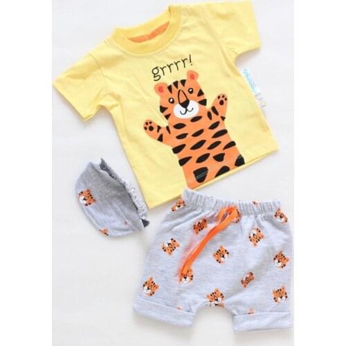 Tiger Printed T-Shirt Shorts Suit Yellow
