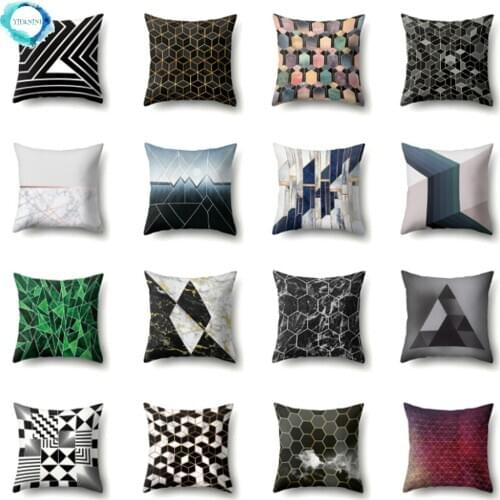 Geometric Gray Striped Decorative Cushion Cover Polyester Pillowcase Sofa Home Bedroom Decor 45X45CM almofadas decorativas