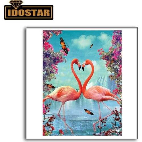 Flamingo couple flower Full round square drill, Diamond Painting Diamond Embroidery mosaic diamond picture rhinestones painting