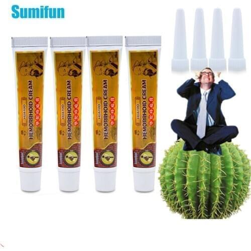 Sumifun 4Pcs Hemorrhoids Ointment Crack Anal Internal & External Chinese Herbal Cream Painkiller Pain Relief Patch Health Care