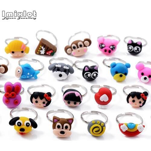 Imixlot Wholesale Jewelry Lots 10pcs Cartoon Girl Animal Assorted Lovely Girls Boys Princess Adjustable Kids Childrens Rings