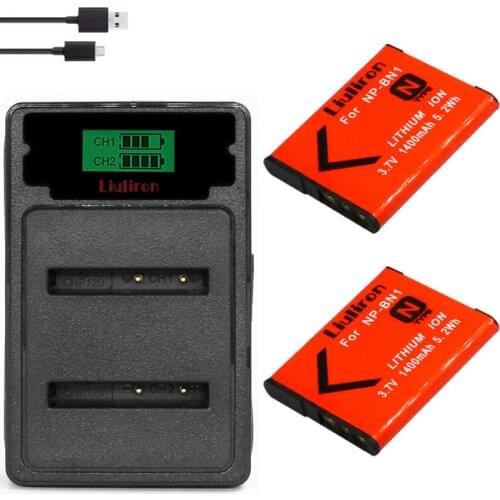 2PC NP-BN1 NP BN1 NPBN1 Replacement Camera Battery + USB Dual Charger For Sony Cyber-Shot DSC DSC TX9 T99 WX5 TX7 TX5 W390 W380