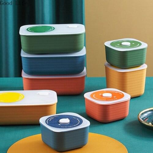 Refrigerator Storage Box Microwave Heating Sealed Fruit Bento Boxes Kitchen Fresh Bowl With Lid Portable Lunch Container