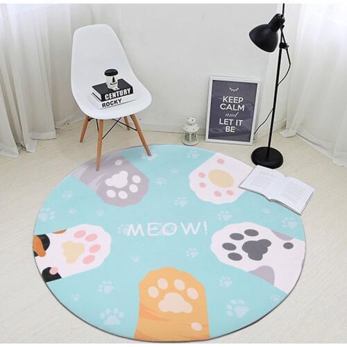 Cat Claw Round Carpets For Living Room Cute Carpet Kids Room Computer Chair Area Rug Children Play Tent Floor Mat Home Rugs