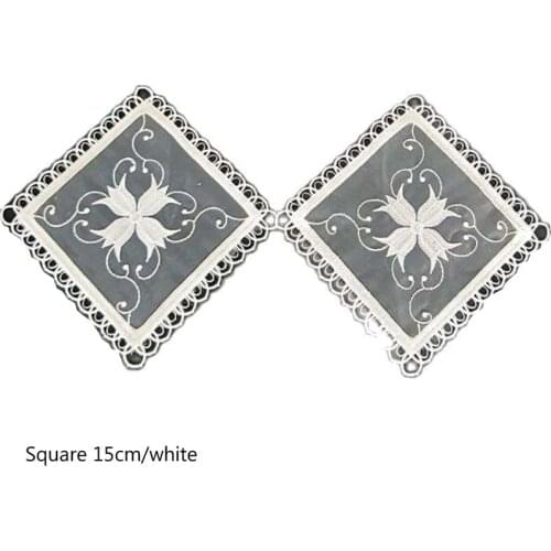 HOT Lace white Embroidery table place mat tulle pad Cloth dish placemat cup mug dinner tea dining coaster glass doily kitchen