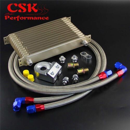 Champagne AN10 Trust Oil Cooler 13 Row +3/4*16 & M20*1.5 Filter Adapter Hose Kit