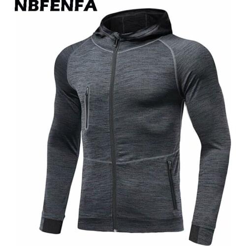 Men Sport Jacket Autumn Spring Coats Hooded Running Outdoor Slim Fit Outwear Fitness Male Clothing Casual Tight Jackets LA296