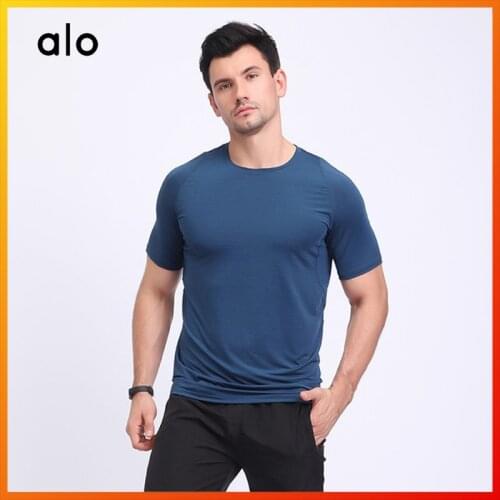 Alo Yoga Mens Running Top Quick-drying Breathable Sports T-shirt Running Fitness Gym Top Cycling Shirt Mens Sportswear T4