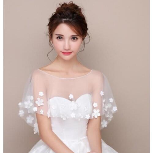 Wedding Lace Bolero Cape Women Cape Shrugs Mariage Voilage Wedding Dress Jacket Shawl Accessories for Bride Bridesmaid