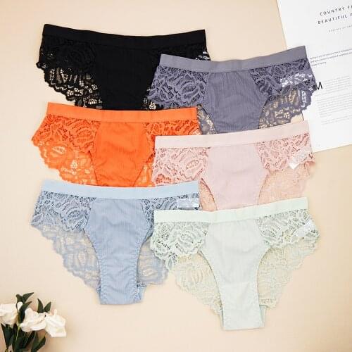 New Cotton Panties Women Underwear Soft Underpants Lace Transparent Hollowed Out Briefs for Woman Sexy Low-Rise Panty Intimates
