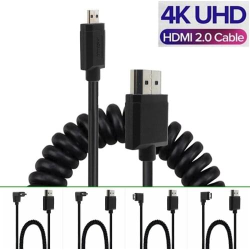 OD 3.0mm Super Soft Thin Micro HDMI-compatible & Mini HDMI-compatible stretch Spring Cable 2k 4k hd @60hz Light-weight Portable