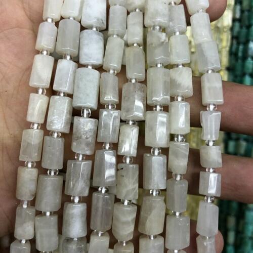 Wholesale 2strings Natural White Moonstone Beads,Gem Stone Loose beads,Polished Raw Stone Tube beads for jewelry 15.5"/string