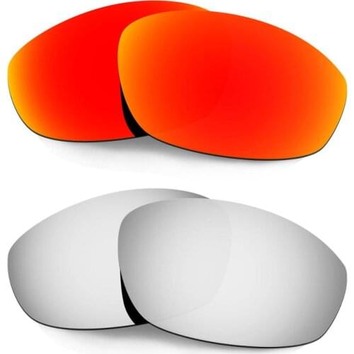 HKUCO For Whisker Sunglasses Polarized Replacement Lenses 2 Pairs Red & Silver