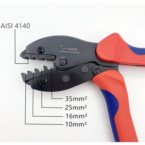 LY-1035GF Hand Crimping Tools for crimping wire-end ferrules 10,16,25,35mm2 8-2AWG Ratchet Pliers crimper Pipe type terminal