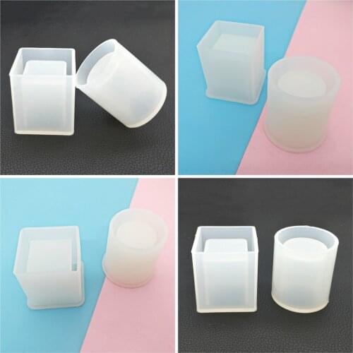 Silicone Mold Square Round Pen Holder Mould Nordic Style Geometric Epoxy Dry Flower Resin Concrete Candle Mold Craft Ornament