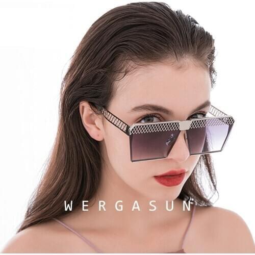 WERGASUN Square Oversized Sunglasses Women 2020 Goggle Sunglasses Men Gradient One Piece Vintage Sunglasses Brand Designer UV400