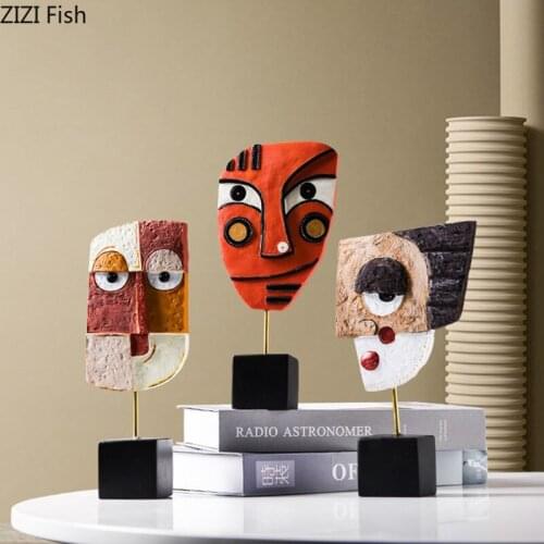 Human Face Statue Abstract Art Tabletop Ornaments Desk Decor Resin Portrait Figurines Modern Painted Crafts Home Decoration
