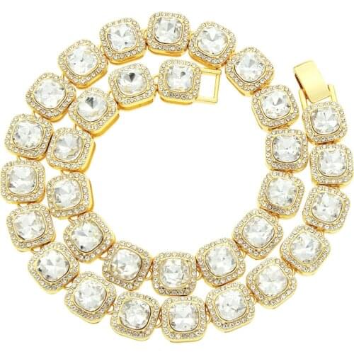 European and American hip-hop jewelry with short square full of rhinestone Cuban chain necklace accessories for mens gift