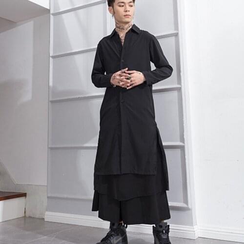 Japanese mountain style loose skirt men ins dark layered structure personality small nine point pants wide leg casual pants