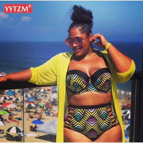 Plus Size Sexy Bikinis Retro Print Swimsuit Women Swimwear Big Breast Push Up Brazilian Bathing Suit Maillot De Bain Femme 4XL