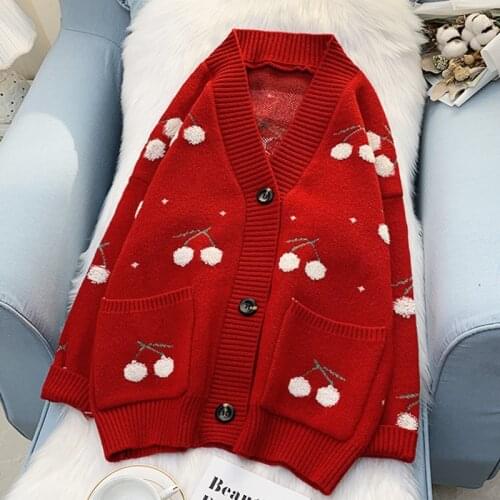 Lazy sweater jacket female winter cardigan loose 2021 women knitted sweater long sleeve v neck