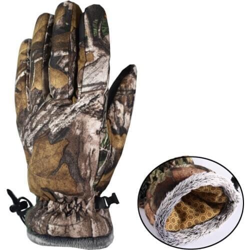 Winter Outdoor bionic camouflage hunting gloves, Windproof wear-resistant fleece ski sports gloves 1 pair