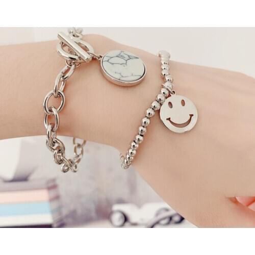 2020 Trendy Simple Classic marble bracelet set Bohemia Ladies Bracelet Fashion Party Two-piece combination bracelet hand jewelry