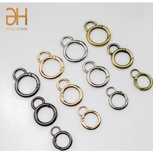 4Pcs Metal Double Circle Snap Hook Spring Gate O Ring Trigger Clasps for Leather Craft Bag Strap Belt Connecting Hardware Access