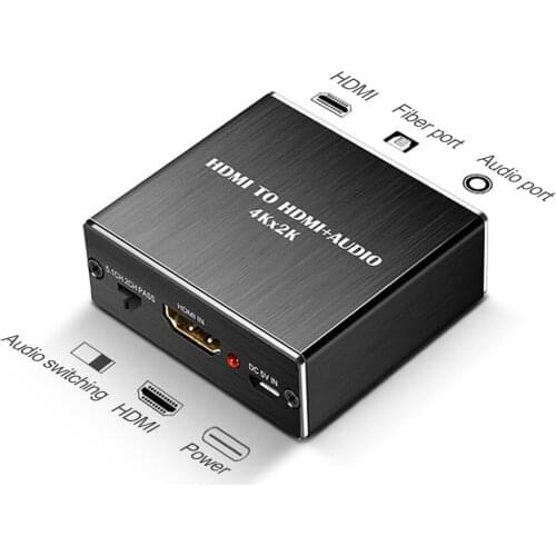 4K*2K HDMI-compatile Audio Extractor Stereo Extractor Converter for TV DVD Optical TOSLINK SPDIF + 3.5mm Audio Splitter Adapter