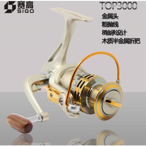 60pcs/lot fishing reel Full Metal multipurpose 8 bearings Pre-Loading Fishing Reels Rod Sea Spinning Round Raft Top3000