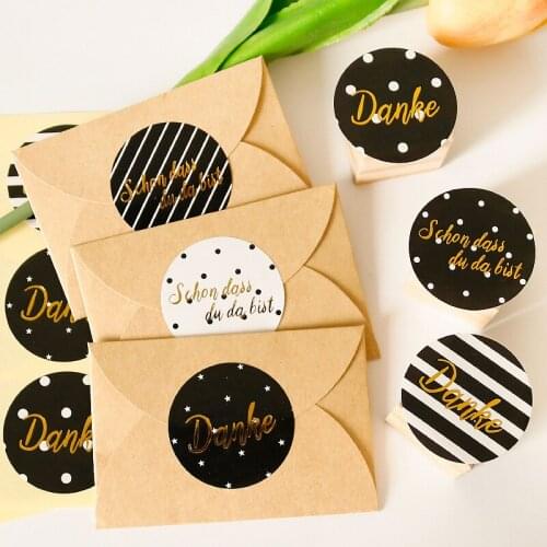 600pcs German Thank You Stickers Round Black Bronzing Seal Sticker Wedding Party Decorative Labels DIY Scrapbooking Gift Sticker
