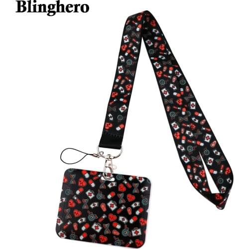 CB461 Cartoon Print Medical Lanyards Keychain Neck Strap Badge Holder Keyring for Doctors Nurses Friends
