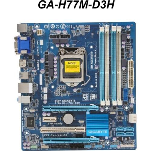For GIGABYTE GA-H77M-D3H LGA 1155 Intel H77 HDMI SATA 6Gb/s USB 3.0 Micro ATX Intel Motherboard Original Desktop Used Mainboard