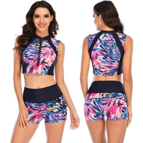 Women Split Diving Bikini Slim Beach Swimming Suit 2021 Two Pieces Print Surfing Bathing Swimwear surfing sunscreen Swimsuit